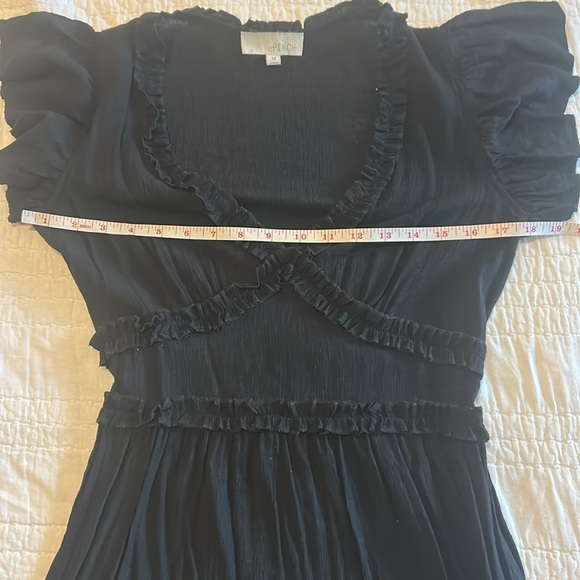 Pinch Gauzy Deep V Neck Black Tiered Short Sleeve Maxi Dress Medium - Picture 15 of 15
